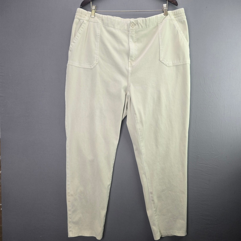 32 Degrees Heat Pants Womens XXL Beige Elastic Waist Patch Pocket Tapered Leg